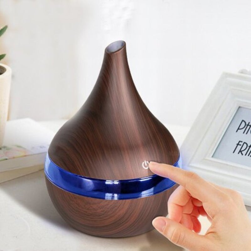 Wood Grain Purifier Home Humidifier Mini Atomizer Aroma Sprayer Deep Coffee 1Pc