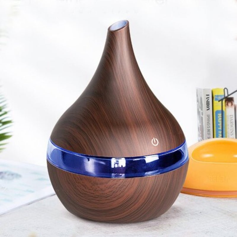 Wood Grain Purifier Home Humidifier Mini Atomizer Aroma Sprayer Deep Coffee 1Pc