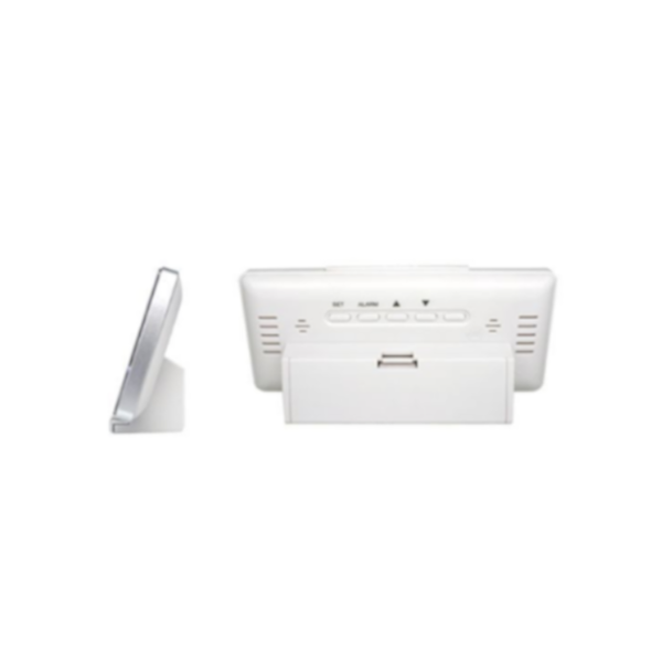 Wood Electronic Alarm Clock With Indoor Temperature Calendar White