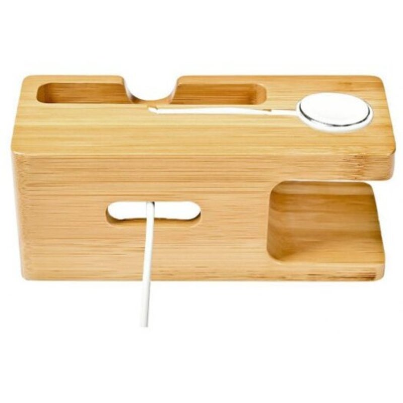 Charging Dock Holder Stand Desktop Bracket For Iwatch / Iphone Cookie Brown