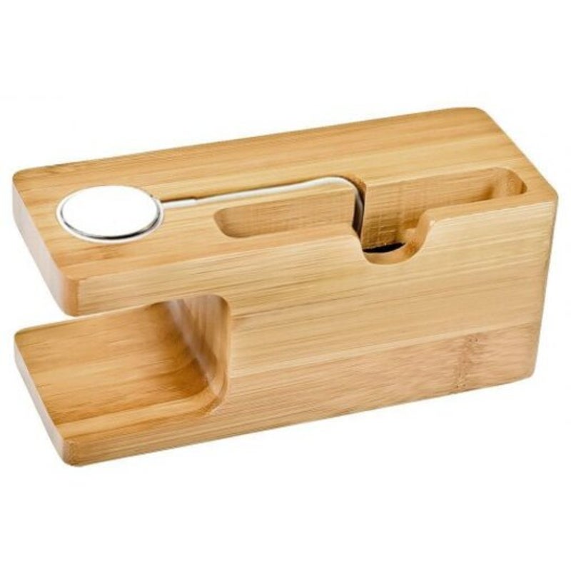 Charging Dock Holder Stand Desktop Bracket For Iwatch / Iphone Cookie Brown