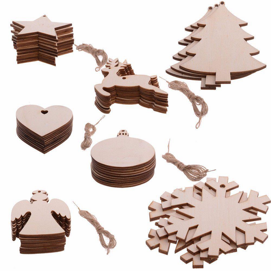 Christmas Diy Craft Wooden Pendant Ornaments Tree Decorations
