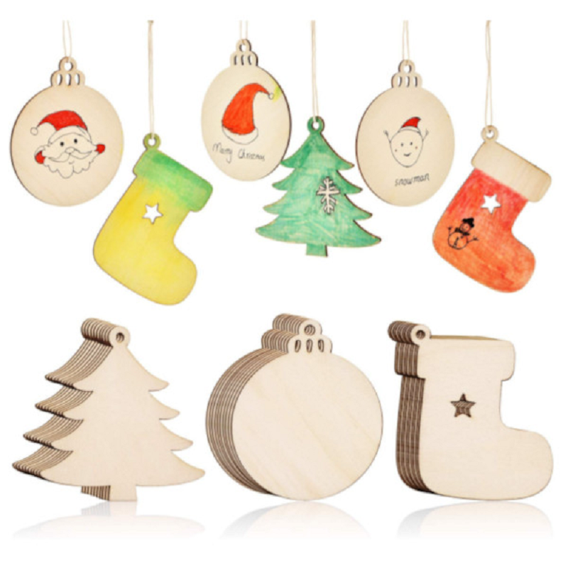 Christmas Diy Craft Wooden Pendant Ornaments Tree Decorations