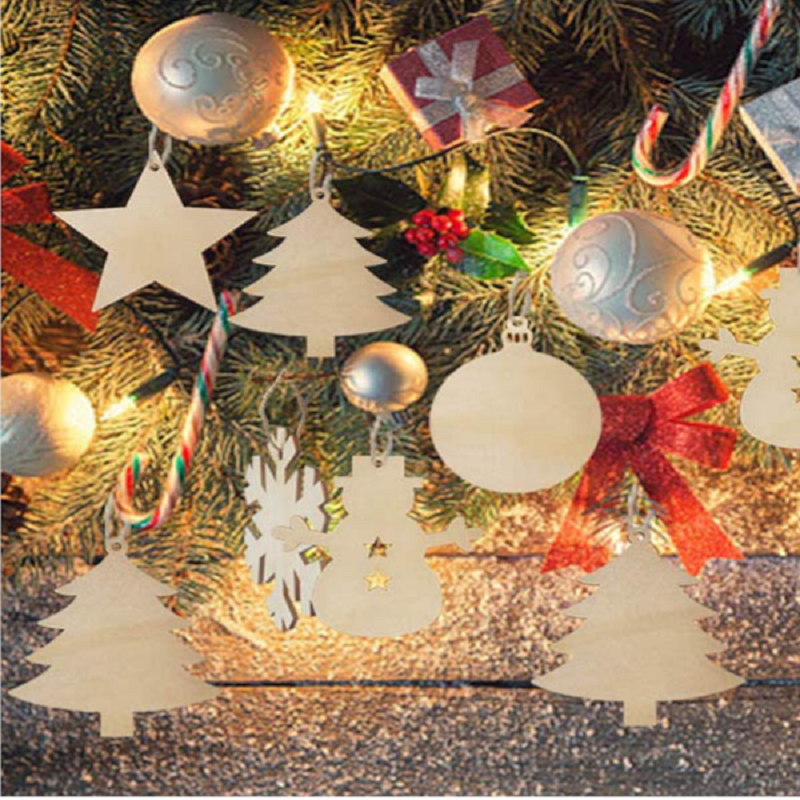 Christmas Diy Craft Wooden Pendant Ornaments Tree Decorations