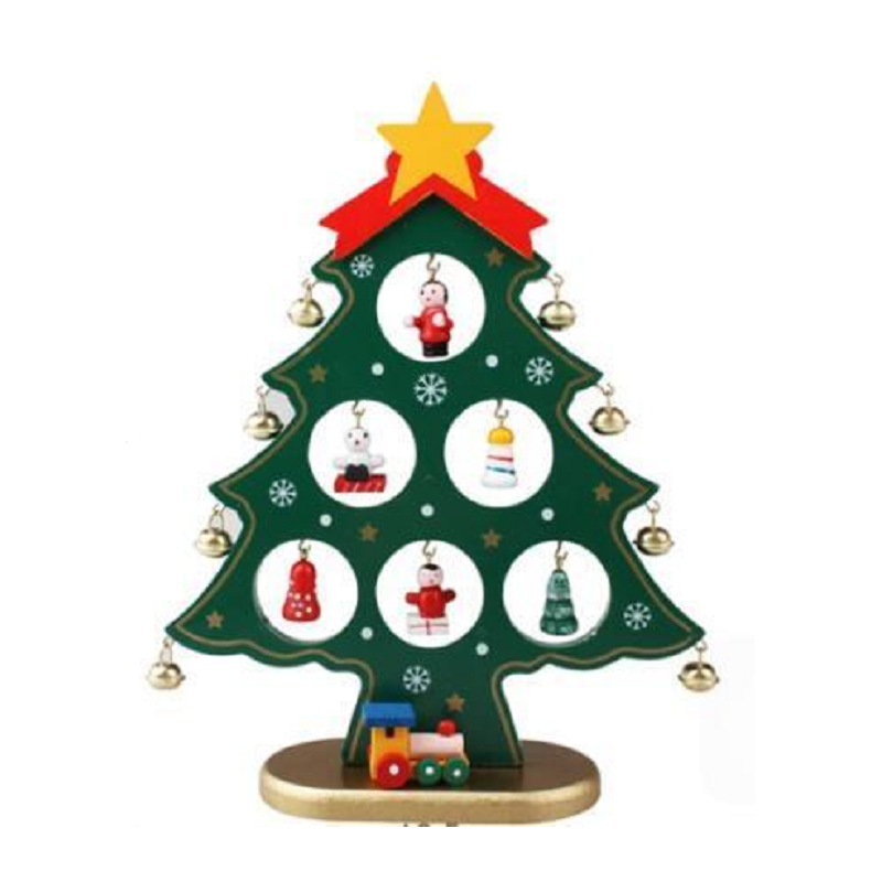 Red / White Green Wooden Christmas Tree Tabletop Ornament Decoration