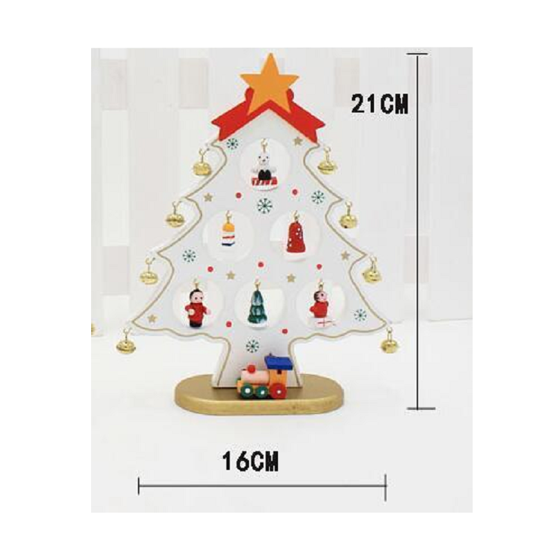 Red / White Green Wooden Christmas Tree Tabletop Ornament Decoration
