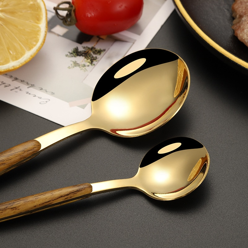 Stainless Steel Gold Dinnerware Cutlery Set Handle Fork Spoon Knife