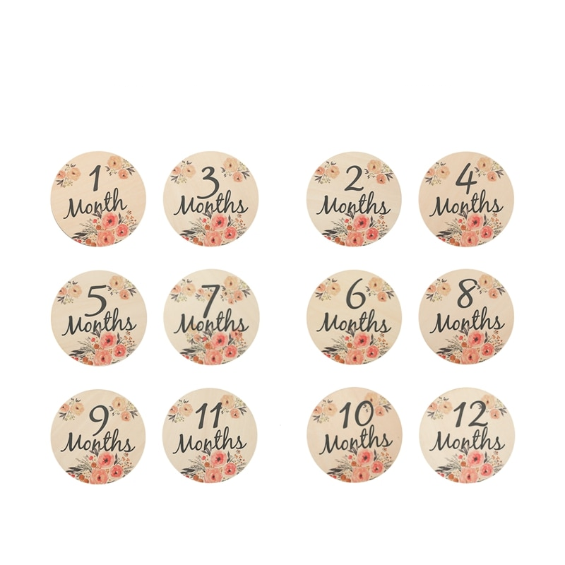 Baby Milestone Cards Double-Sided Flowers Photography Props