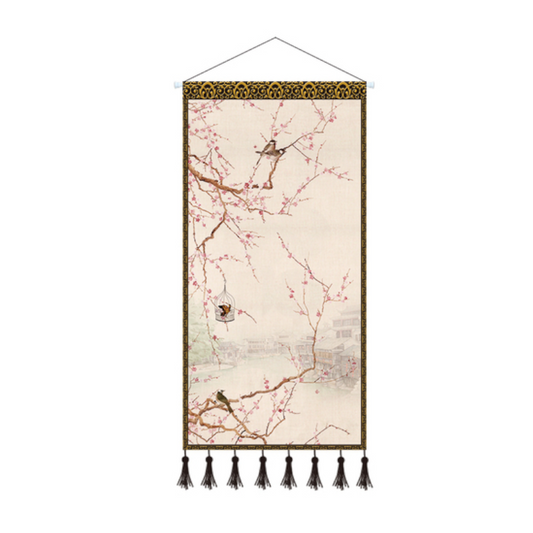 Scroll Printed Canvas Chinese Landscape Painting Wall Hanging Decor
