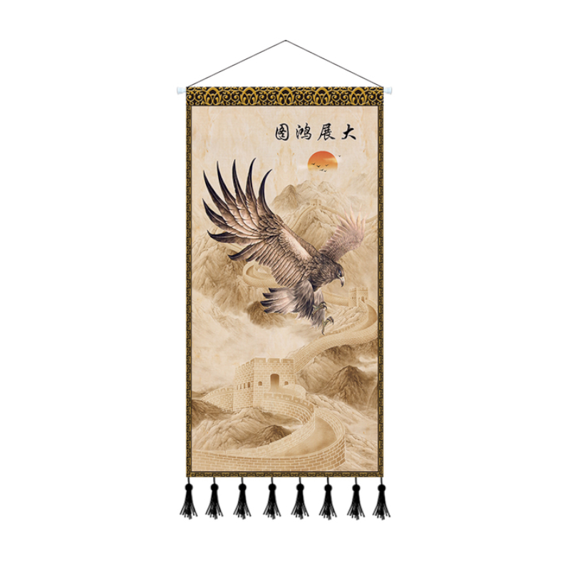 Scroll Printed Canvas Chinese Landscape Painting Wall Hanging Decor