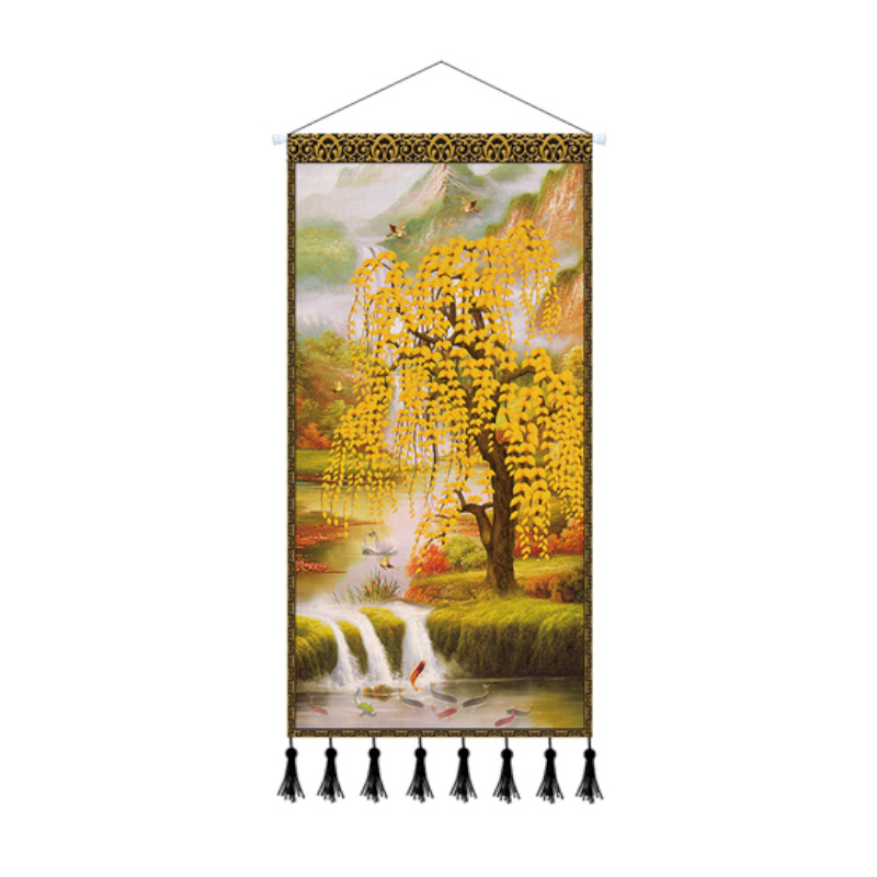Scroll Printed Canvas Chinese Landscape Painting Wall Hanging Decor