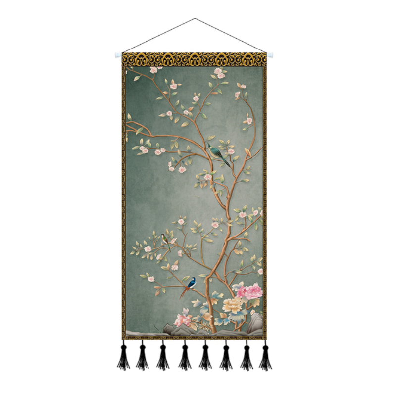 Scroll Printed Canvas Chinese Landscape Painting Wall Hanging Decor