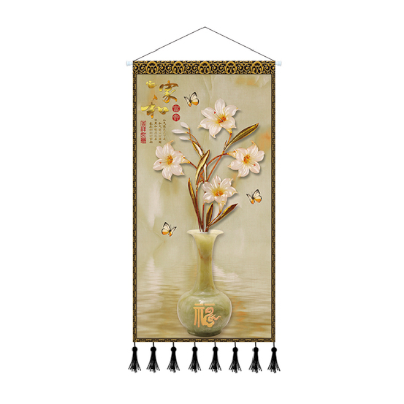 Scroll Printed Canvas Chinese Landscape Painting Wall Hanging Decor