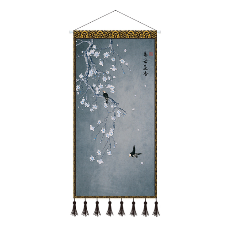 Scroll Printed Canvas Chinese Landscape Painting Wall Hanging Decor