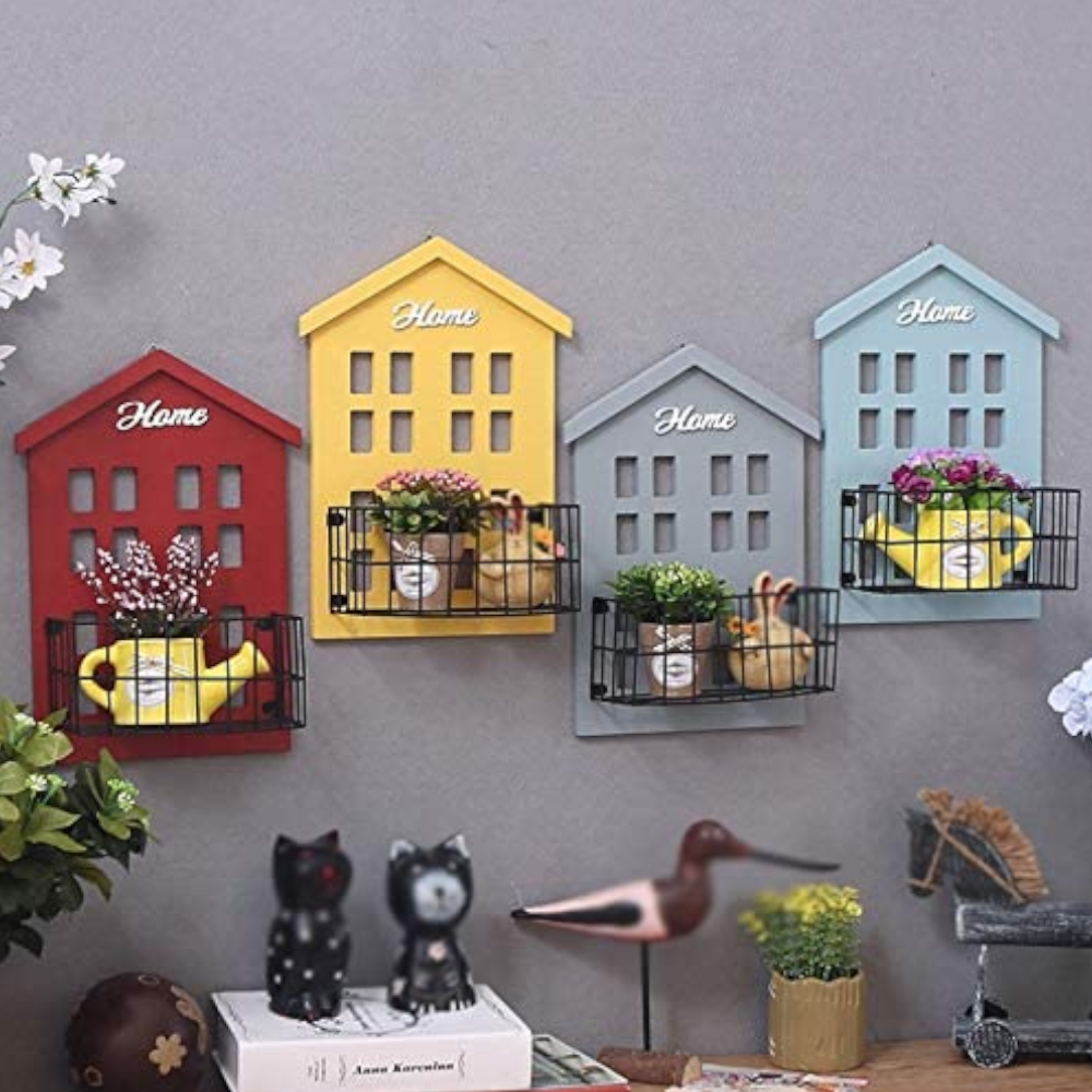 Wood House Style Wall Mounted Storage Shelf Rack Holder Organizer Home Decor