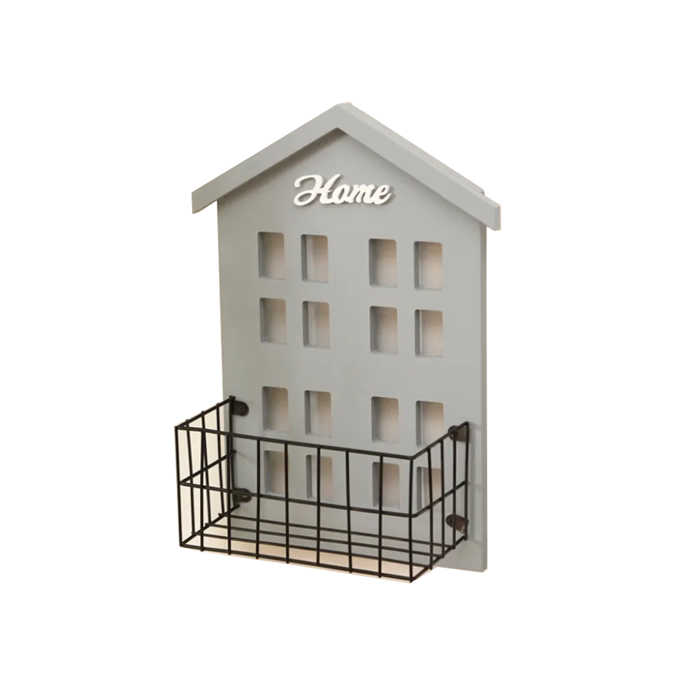 Wood House Style Wall Mounted Storage Shelf Rack Holder Organizer Home Decor