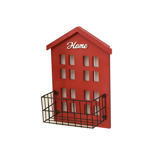 Wood House Style Wall Mounted Storage Shelf Rack Holder Organizer Home Decor