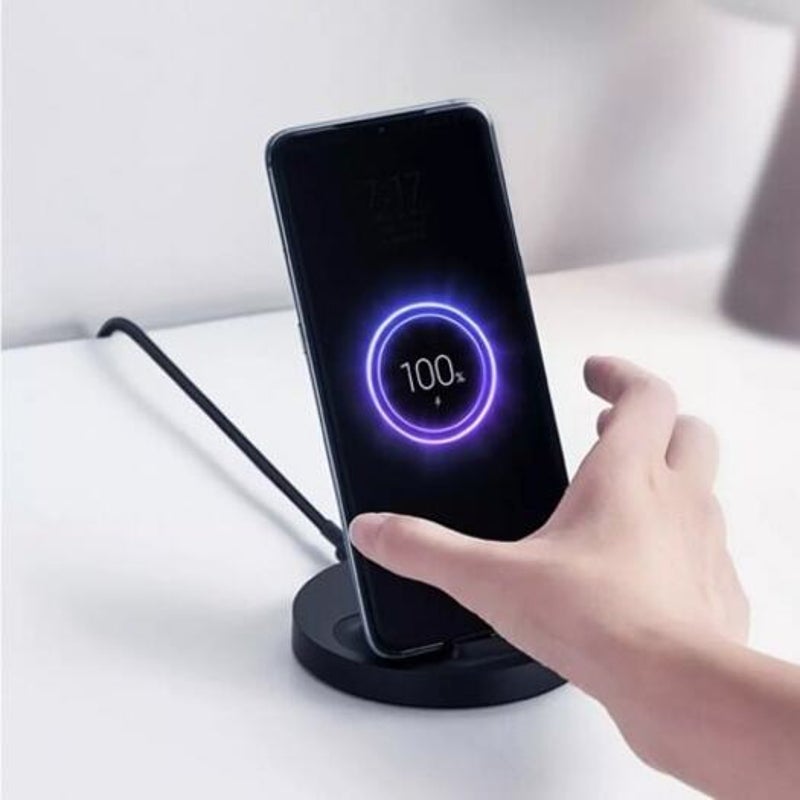 Xiaomi Vertical Wireless Charger 20W Flash Charging With Safe Stand Horizontal Black