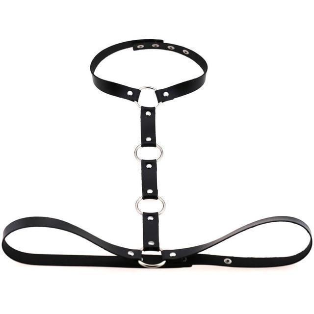 Y Choker Faux Leather Chest Harness Women Body Fetish Clothing
