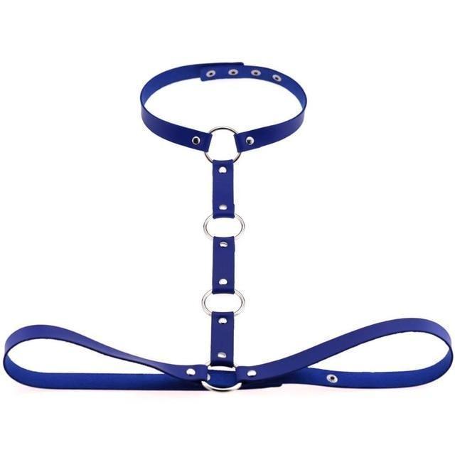 Y Choker Faux Leather Chest Harness Women Body Fetish Clothing