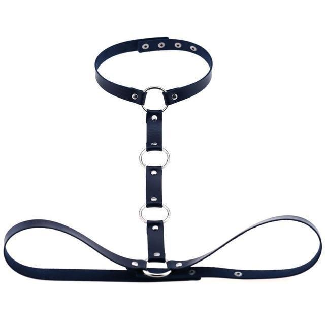 Y Choker Faux Leather Chest Harness Women Body Fetish Clothing