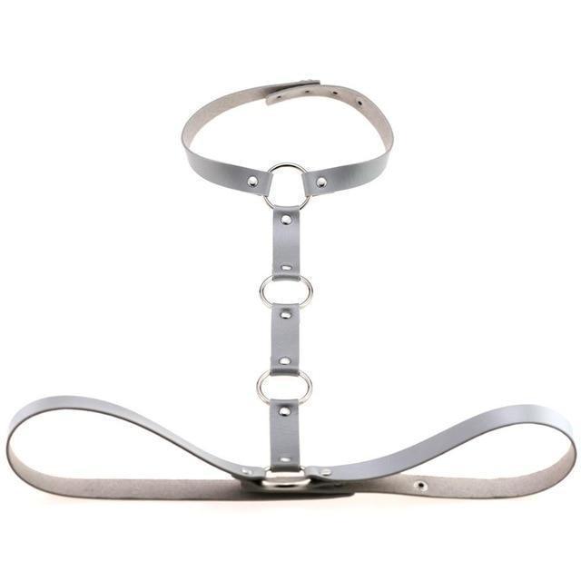 Y Choker Faux Leather Chest Harness Women Body Fetish Clothing