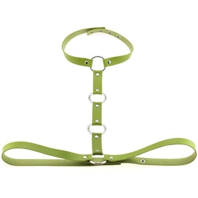 Y Choker Faux Leather Chest Harness Women Body Fetish Clothing