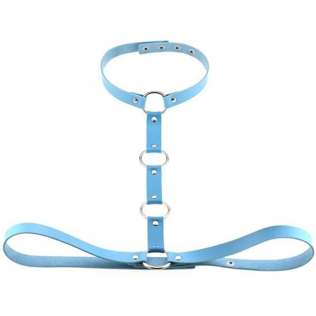 Y Choker Faux Leather Chest Harness Women Body Fetish Clothing