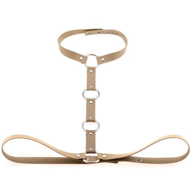 Y Choker Faux Leather Chest Harness Women Body Fetish Clothing