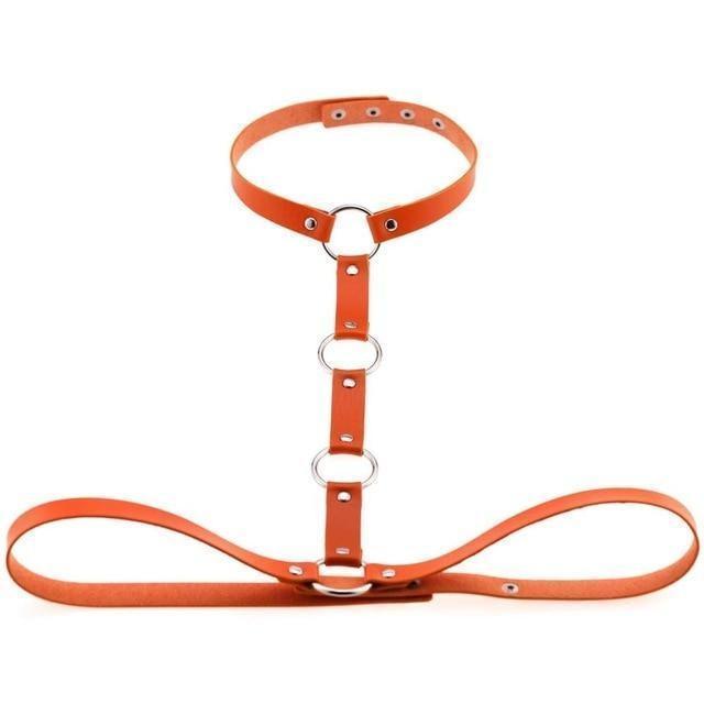 Y Choker Faux Leather Chest Harness Women Body Fetish Clothing
