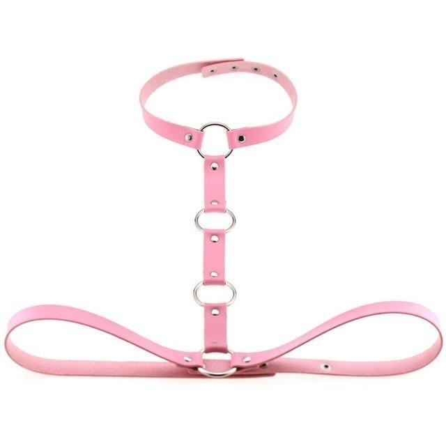 Y Choker Faux Leather Chest Harness Women Body Fetish Clothing