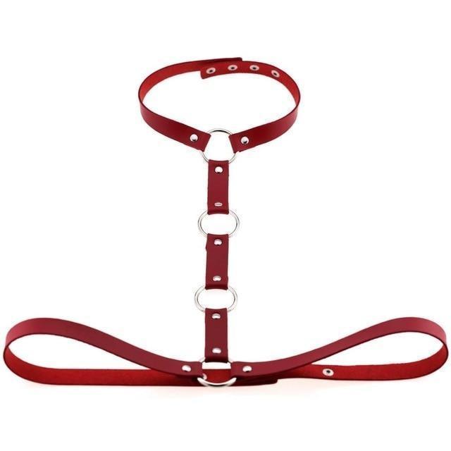 Y Choker Faux Leather Chest Harness Women Body Fetish Clothing