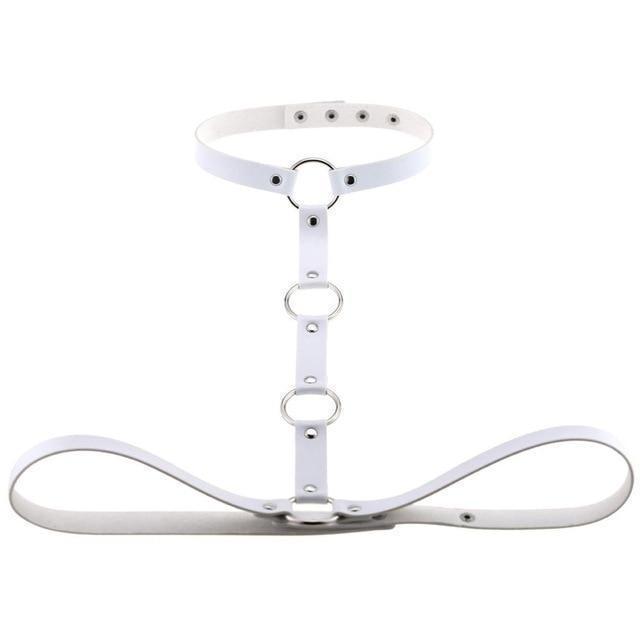 Y Choker Faux Leather Chest Harness Women Body Fetish Clothing