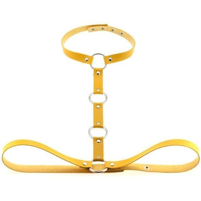 Y Choker Faux Leather Chest Harness Women Body Fetish Clothing