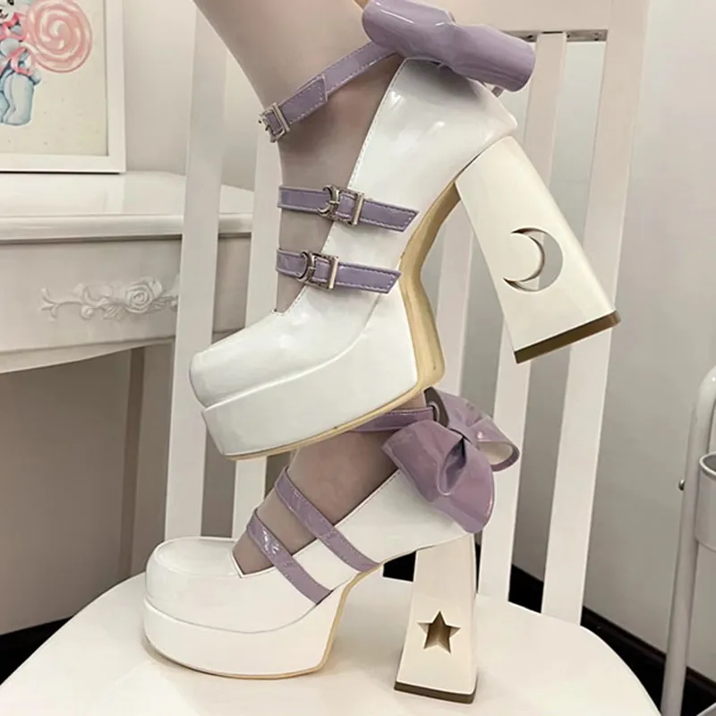 Y2k Chunky Platform High Heels Pumps Women Punk Thick Mary Jane Shoes