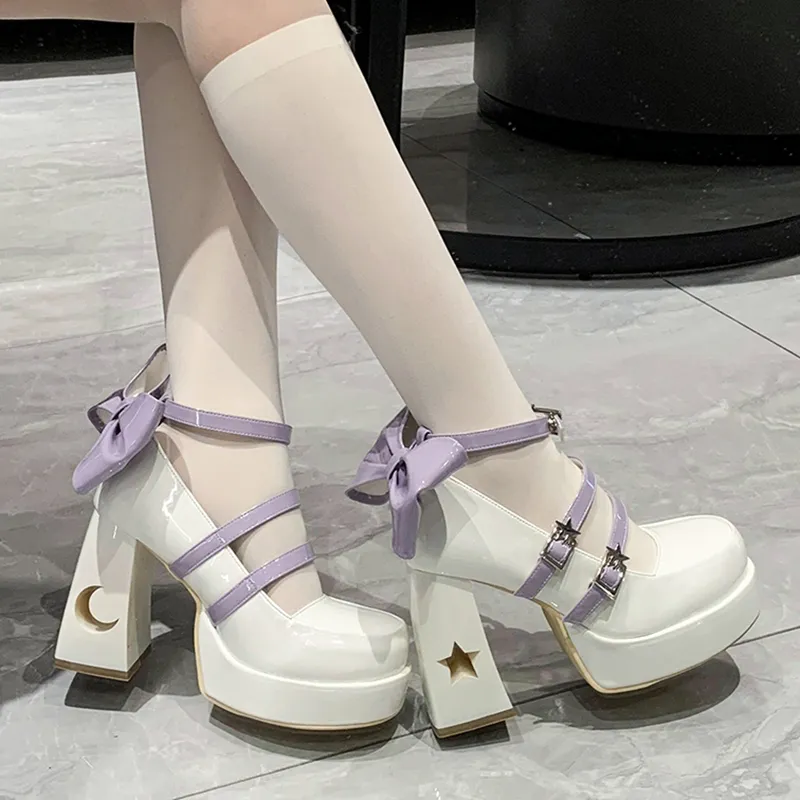 Y2k Chunky Platform High Heels Pumps Women Punk Thick Mary Jane Shoes