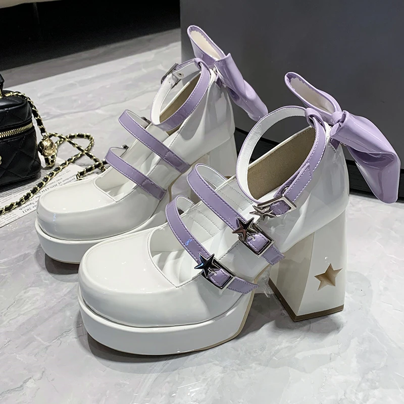 Y2k Chunky Platform High Heels Pumps Women Punk Thick Mary Jane Shoes