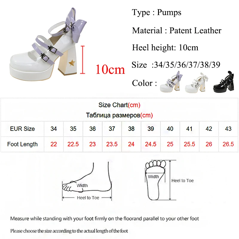 Y2k Chunky Platform High Heels Pumps Women Punk Thick Mary Jane Shoes