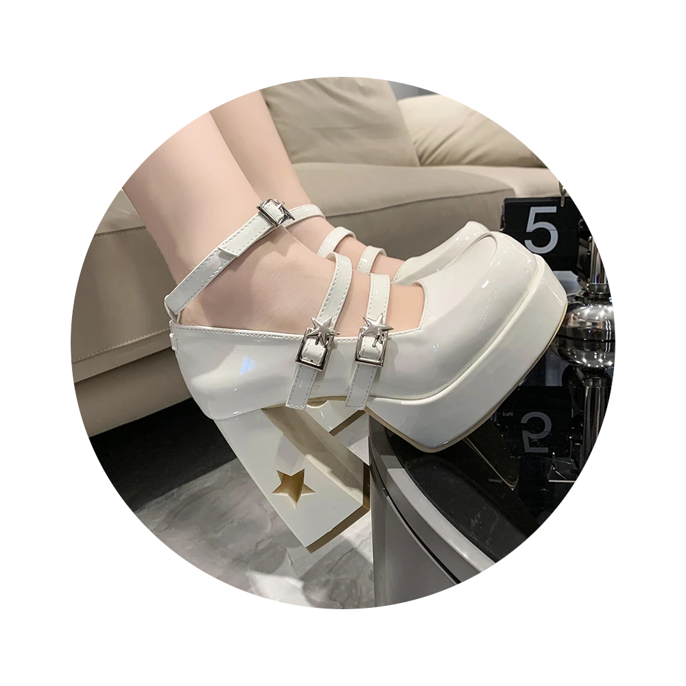 Y2k Chunky Platform High Heels Pumps Women Punk Thick Mary Jane Shoes