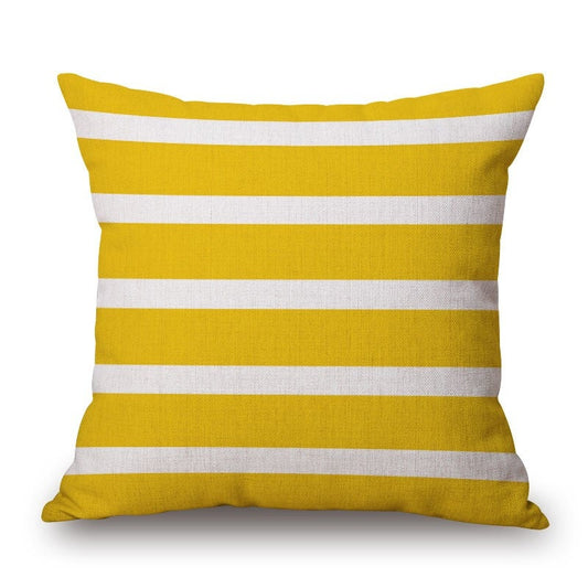 Yellow White Stripes On Colourmatching Cotton Linen Pillow Cover