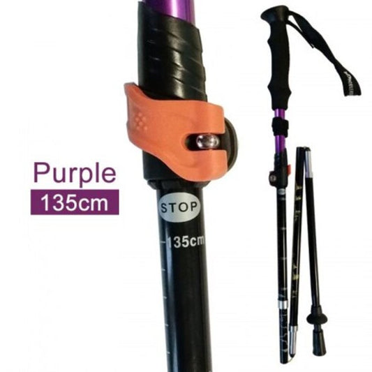 Telescopic 4 Section Folding Hiking Trekking Walking Pole Cane Stick 135Cm