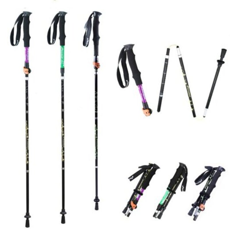 Telescopic 4 Section Folding Hiking Trekking Walking Pole Cane Stick 135Cm