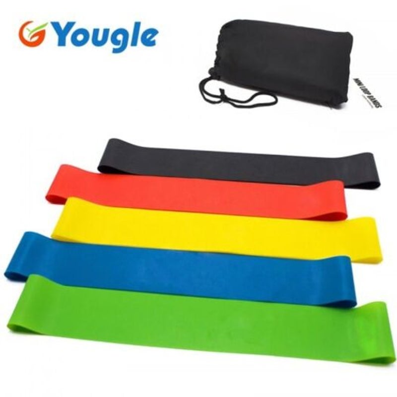 5 Pcs Resistance Band Levels Latex Strength Training Loops Workout Fitness Colors