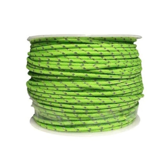 50M 3 Strands Cores 280Lb Reflective Paracord Parachute Cord Tent Guy Fishing Line Neon Green