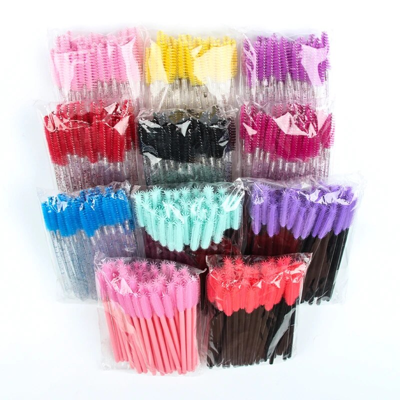 50 Pcs Eyelash Brushes Makeup Disposable Mascara Wands Applicator