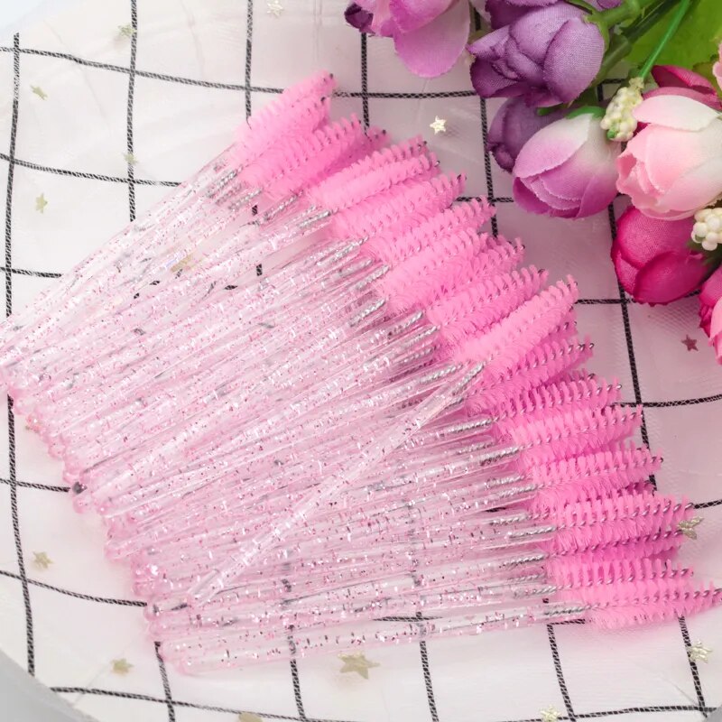 50 Pcs Eyelash Brushes Makeup Disposable Mascara Wands Applicator