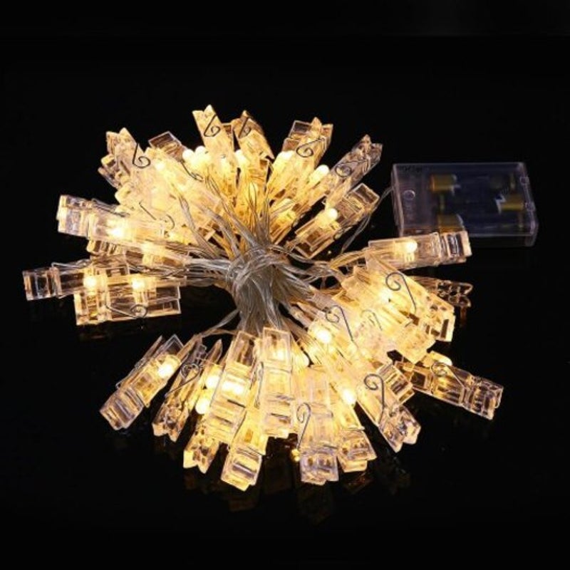2 4 Metet Led Photo Clip String Lights Battery Powered For Bedroom Party Wedding Multicolor 2M 20 Leds
