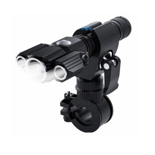 Ultra Bright Bicycle Headlight Usb Charging Rotating Flashlight Black