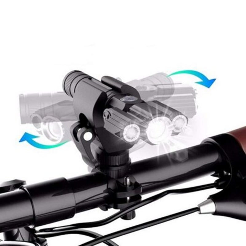 Ultra Bright Bicycle Headlight Usb Charging Rotating Flashlight Black
