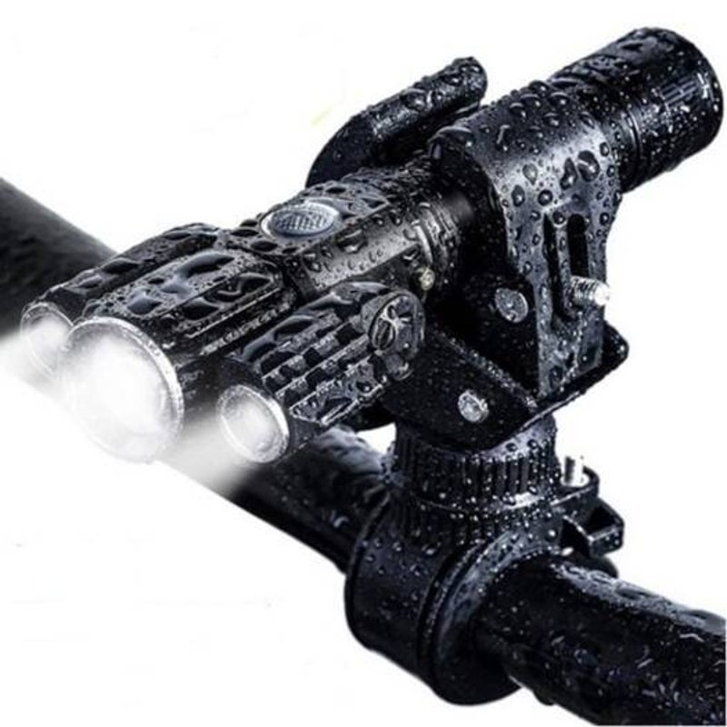 Ultra Bright Bicycle Headlight Usb Charging Rotating Flashlight Black